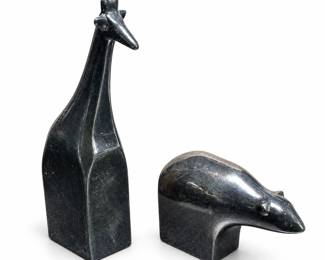 Dansk Designs Giraffe Paperweight and Bear-Form Figure