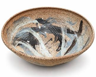 Studio Pottery Bowl with Abstract Brushwork