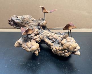 Burl Wood and Pinecone Bird Sculpture (2/5)
