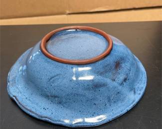Blue Glazed Pottery Bowl with Textured Decoration (3/3)