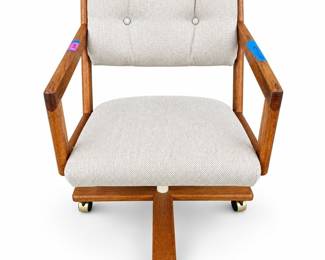 Upholstered Wood Swivel Armchair on Casters