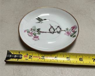 Signed Hand-Painted Hummingbird Porcelain Saucer (6/6)