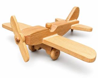 Wooden Toy Airplane with Propeller and Pilot