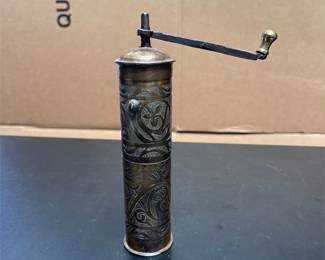 Turkish-Style Engraved Brass Coffee Grinder (3/4)