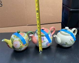 Floral Ceramic Teapots Including Mary Engelbreit (6/6)