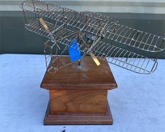 Wright Brothers Flyer Wire Model on Wood Pedestal (2/2)