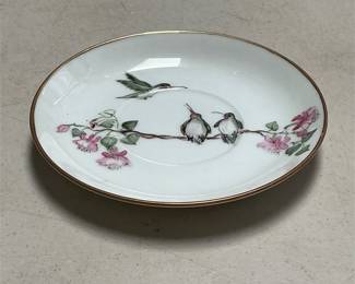 Signed Hand-Painted Hummingbird Porcelain Saucer (2/6)