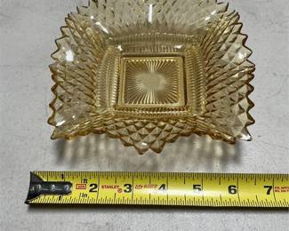 Federal Glass Amber Diamond Pattern Candy Dish (5/5)