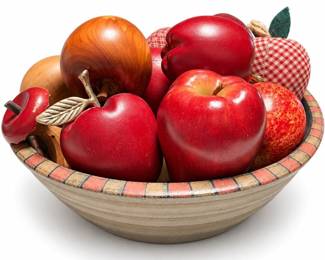 Decorative Apple Assortment with Painted Bowl