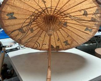 Butterfly Lotus Garden Blue Paper Parasol (3/4)