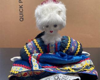 Russian Porcelain Doll in Blue Folk Costume (2/5)
