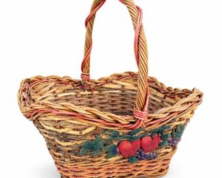 Handled Wicker Basket with Fruit Decoration