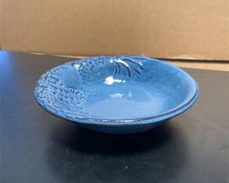 Blue Glazed Pottery Bowl with Textured Decoration (2/3)