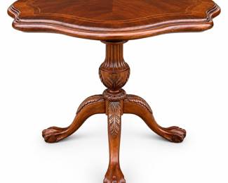 Chippendale Style Carved Tripod Pedestal Side Table