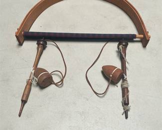 Wooden Folding Quilting Hoop & Turned Wood Pieces (2/4)