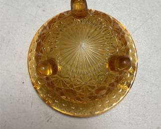 L. E. Smith Daisy and Button Amber Glass Ashtray (3/5)