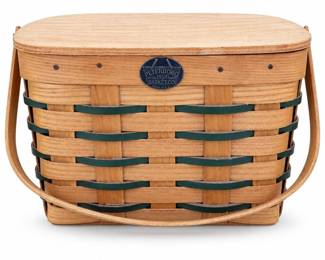Peterboro Woven Wood Picnic Basket with Lid