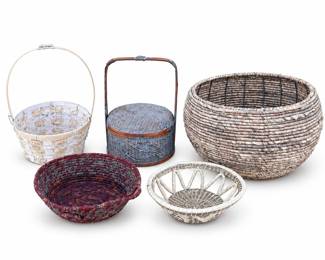 Assorted Woven Baskets with Lidded Carrier