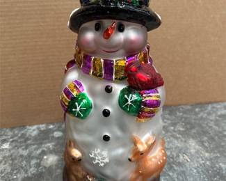 Thomas Pacconi Classics Blown-Glass Snowman on Wood Base (2/4)