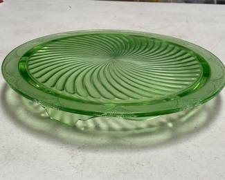 Anchor Hocking Spiral Green Footed Cake Plate (2/5)