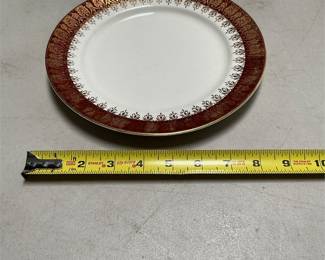Stetson China Plate with Burgundy and Gold Border (6/6)