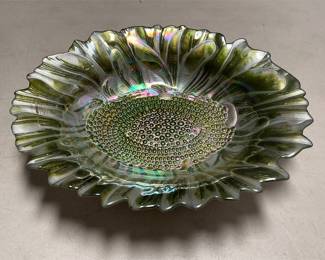 Akcam Iridescent Green Sunflower Glass Bowl (2/5)