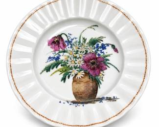 Textured Floral Bouquet Ceramic Wall Plate