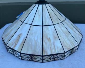 Tiffany-Style Stained Glass Shade with Geometric Border (2/2)