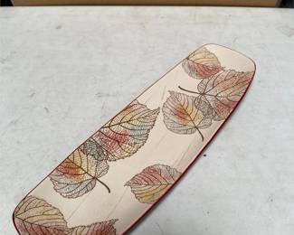Elongated Ceramic Platter with Autumn Leaves (2/2)