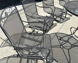 Metal Mesh Patio Table and Four Spring-Base Armchairs (3/3)