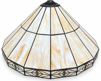 Tiffany-Style Stained Glass Shade with Geometric Border