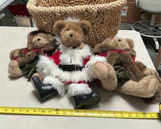 Boyds Santa Bear, Holiday Teddy Bears & Woven Basket (4/4)