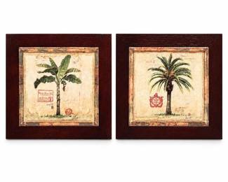 Pair of Chad Barrett Banana and Date Palm Prints, Dark Frames