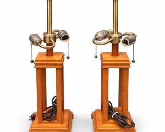 Pair of Mission-Style Wood Table Lamp Bases