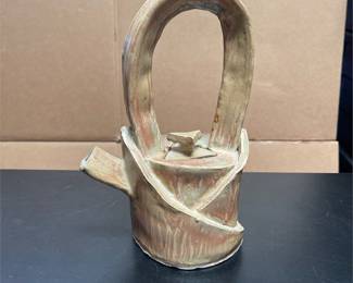 Sculptural Studio Pottery Teapot with Tall Loop Handle (3/5)