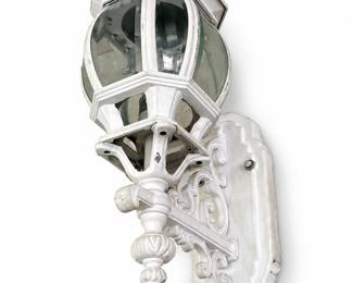 Victorian-Style White Outdoor Wall Lantern Porch Light