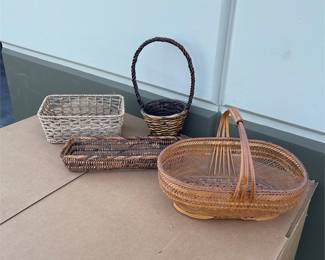 Assorted Woven Baskets and Rectangular Tray (3/4)