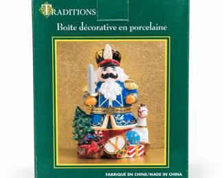 Traditions Porcelain Nutcracker Hinged Trinket Box