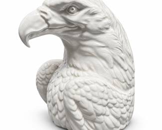 White Glazed Ceramic Eagle Bust Bookend