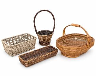 Assorted Woven Baskets and Rectangular Tray