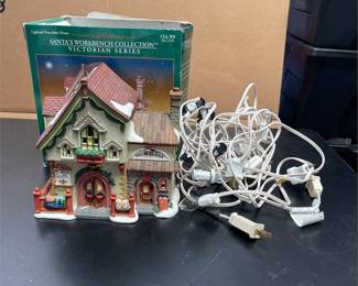 Santa’s Workbench Patchworks Quilt Shoppe Lighted House