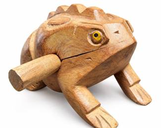 Carved Wooden Frog Guiro with Scraper