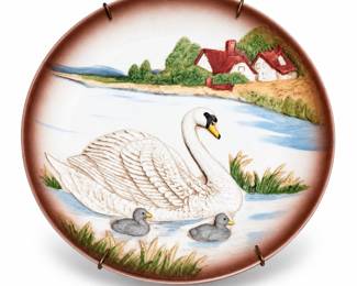 Homco No. 1429 Swan and Cygnets Relief Wall Plate