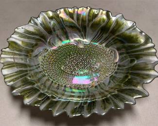 Akcam Iridescent Green Sunflower Glass Bowl (4/5)