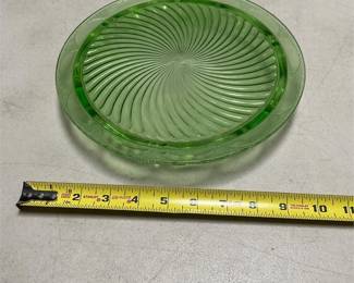 Anchor Hocking Spiral Green Footed Cake Plate (5/5)