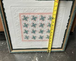 Judy Severson “Quilt–Tulip Wreath” Framed Embossed Paper Art (5/5)