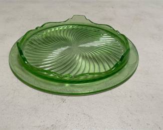 Anchor Hocking Spiral Green Footed Cake Plate (3/5)