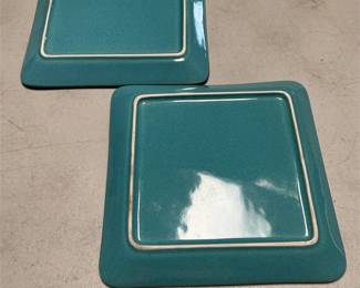 Cobalt Blue Glazed Square Ceramic Plates (3/5)