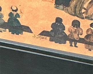 Jacquelyn Trone “The Sewing Circle” Framed Folk Art (4/6)