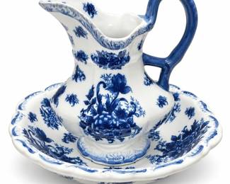 Cracker Barrel Blue and White Pitcher and Basin Set